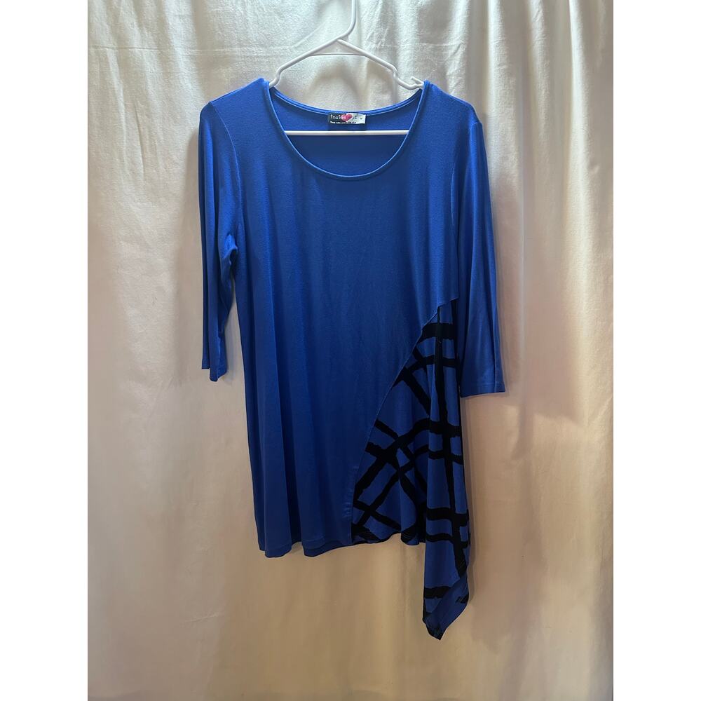 Inside Out Blue Asymmetrical Tunic Top – Size M – Made in USA